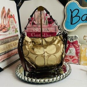 Coach Metallic Gold and Brown Shoulder Bag